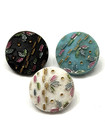 Antique Vintage Lot Of 3 Painted Glass Imitating Fabric Buttons - 9 16   k7 