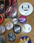 Vintage Lot Of Pop Culture Pin Back Buttons Badges Music Bowie Labyrinth Funny