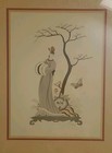 Asian 1936 Andres 3013 Geisha Bonsai Butterfly Veneer Wood Matte Bamboo Frame