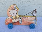Rare 1950 s Brice No 7 Elmer Fudd Fire Chief Wood Pull Toy