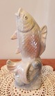 Vintage Made In China Ceramic Lustre Ware Koi Fish Figurine 8 3 4  High