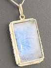 Antique 800 Silver Blue Morpho Butterfly Wing Pendant 18  Chain Necklace