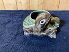Vintage Green Brown Turtle Planter With Baby Ceramic Peoples Republic China