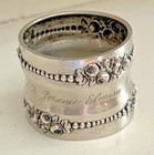 Antique Gorham Rose   Bead Sterling Silver Napkin Ring C1911 Engraved Usa