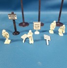 Vtg 1950s Marx O-gauge Train Model Accessories Signs People Poles