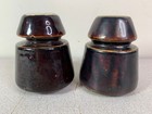 Vtg Brown Glaze Ceramic Cone Insulator Telephone Telegraph Wood Pin Core Lot 2