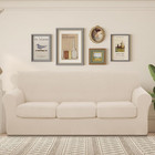 4 Pieces Stretch Couch Cover Sofa Slipcover  Beige   3pcs Individual Seat Cover 