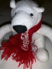 4 5  Coca Cola Polar Bear Bean Bag Plush Stuffed Animal Red Scarf Coke Euc