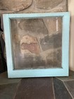 Antique Wood Single Pane Glass Blue Aqua Chippy Paint Window Sash Shabby Chic