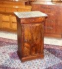 French Antique Walnut Louis Philippe Nightstand Marble Top Bedside Cabinet C1850
