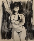 Charcoal Portrait Drawing Neo-cubism On Paper 14   x17    Original Signed