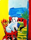 Original Dog Painting Abstract Expressionist Canvas 14x11 Puppy Pet Portrait