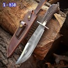 Fixed Blade Bowie Knife Survival Hunting Handmade Bowie Stag Crown Antler Handle