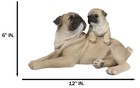 Realistic Adorable Canine Fawn Pug Mother Dog With Puppy Family Figurine 12 l