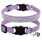 Suede Leather Cat Collar Rhinestone Breakaway Adjustable W  Bell Uk