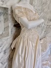 Vintage Silk Wedding Dress Size 10 Beaded Lace Cathedral Train Bridal Gown Nwt