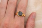 Vintage Bloodstone Ring Men s Gold Plated Silver Signet Style Gemstone Jewelry