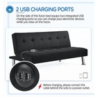 Alden Design 66  Modern Fabric Convertible Futon Sofa Bed With Usb  Black