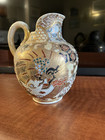 Antique Japanese Satsuma Moriage Flying Phoinix Bird   Dragon Gold Decor Pitcher