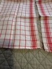 Pair Of Vintage 100  Linen Red   White Plaid French Chef   s Towels Unused