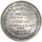  1857  Silver New York City Ny 964f Wood s Ticket Merchant Token Minstrels