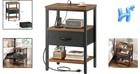 Nightstand With Charging Station  Bed Side Table With Adjustable Fabric Drawe   