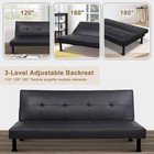 Convertible Futon Sofa Bed Tufted Back Leather Home Office Dorm Room Modern