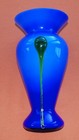 Vintage Cobalt Blue Hand-blown Art  Glass Vase 13  Tall With Flared Rim