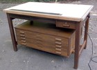 Vintage Large 1960-1970 Hamilton Oak Drafting Table 51  X 34    5 Drawer Unit