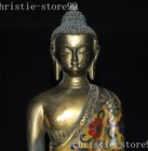 8  Tibet Buddhism Temple Bronze Cloisonne Gilt Sakyamuni Medicine Buddha Statue