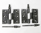 Pair Antique Ornate Eastlake Victorian Steeple Tip Door Hinges 3  X 3 