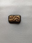 Chinese Silver Filigree Carved Bovine Bone High Relief Antique Brooch Pin
