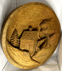 Vintage Fook s Woodworks Hand Carved  11 5  Wood Round Wall Plaque 1987 Signed