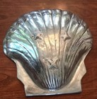 Vintage Pewter Large Shell Serving Bowl Dish - 12 X 13