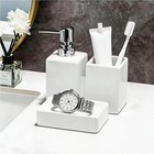 White Bathroom Accessory Set 3 Pcs ceramic Soap Dispenser And Toothbrush Hold