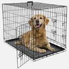 30  Metal Dog Crate Double Door Little Pet Cage Foldable Dog Cage Black