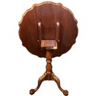 Vintage Carved Chippendale Mahogany Pie Crust Tilt Top Table Claw And Ball Feet