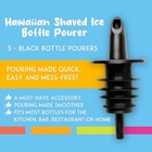 Hawaiian Shaved Ice Syrup Precise Control Bottle Pourers  3 Pack  Black 