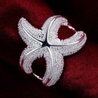 Elegant 925 Sterling Silver New Fashion Starfish Wedding Engagement Ring Size 8