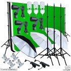 Photography Studio Lighting Photo Light Lamp Studio Kit 3 Backdrops Muslin