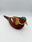 Hand Painted Carved Wood Pheasant Bird Figurine Decoy 11 5  Repaired Beak