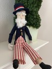 Primitive Americana Uncle Sam Doll   Artist Made 4th July Folk Art Hand Crafted