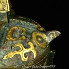 18  Old Chinese Dynasty Bronze Ware Gilt Beast Words Pattern Bird Statue Zun