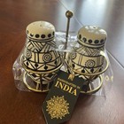 Salt And Pepper Shaker Set White And Black Ceramic 3 1 2 In Tall With Stand