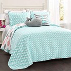  Whale Kids Reversible 4 Piece Quilt Bedding Set With Sham And Twin Pink   Aqua