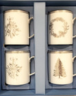 Wedgwood Winter White Mugs Set Of 4 Christmas Holiday Boxed 40032853