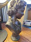 Antique Bronze Bust  Flor Agreste Signed A  Soares Dos Reis  1847-1889  Foundry 