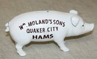 Cast Iron Piggy Bank Wm  Moland s Sons Quaker City Hams Advertising Heavy New