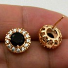 2 50ct Lab Created Round Black Diamond Halo Stud Earrings 14k Rose Gold Finish