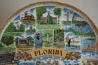 Vintage Florida Souvenir Plate 25 Attractions Map Collectible  10 5  Gold Edge